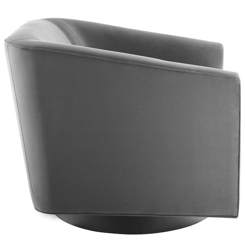 Modway Twist Performance Velvet Tufted Swivel Arm in Gray (Set of 2)
