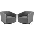 Modway Twist Performance Velvet Tufted Swivel Arm in Gray (Set of 2)