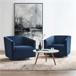Modway Twist Performance Velvet Tufted Swivel Arm in Midnight Blue (Set of 2)