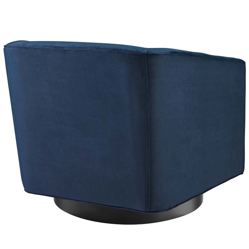 Modway Twist Performance Velvet Tufted Swivel Arm in Midnight Blue (Set of 2)