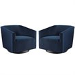 Modway Twist Performance Velvet Tufted Swivel Arm in Midnight Blue (Set of 2)