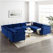 Modway Ardent 8-Piece Performance Velvet Modular Sectional Sofa in Navy