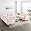 Modway Ardent 8-Piece Performance Velvet Modular Sectional Sofa in Pink