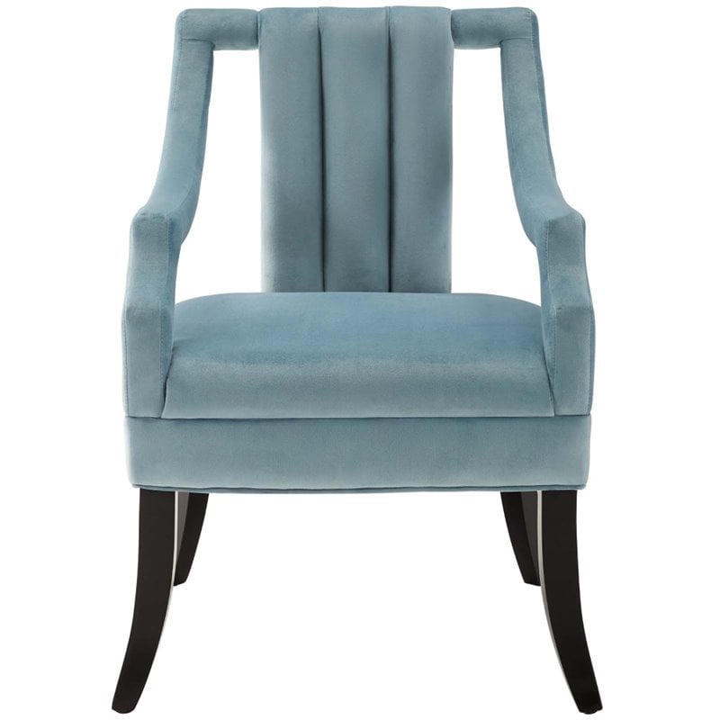 Modway Harken Performance Velvet Accent Arm Chair in Light Blue (Set of 2)