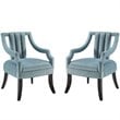 Modway Harken Performance Velvet Accent Arm Chair in Light Blue (Set of 2)