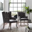 Modway Realm Performance Velvet Tufted Arm Chair in Gray (Set of 2)