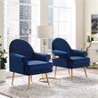 Modway Revive Performance Velvet Upholstered Arm Chair in Navy (Set of 2)