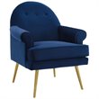 Modway Revive Performance Velvet Upholstered Arm Chair in Navy (Set of 2)
