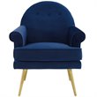 Modway Revive Performance Velvet Upholstered Arm Chair in Navy (Set of 2)