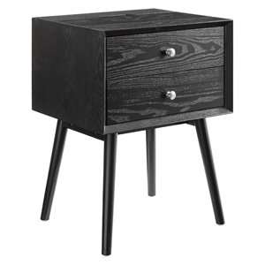 modway ember modern wooden nightstand with usb ports