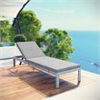 Modway Shore Aluminum Wood Outdoor Patio Chaise Lounge in Silver/Gray