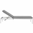 Modway Shore Aluminum Wood Outdoor Patio Chaise Lounge in Silver/Gray