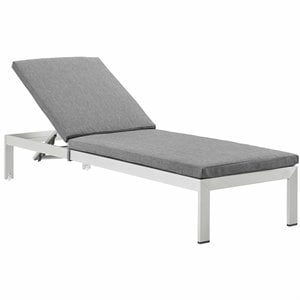 Modway Shore Aluminum Wood Outdoor Patio Chaise Lounge in Silver/Gray