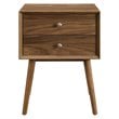 Modway Ember Modern Engineered Wood Nightstand With USB Ports in Walnut