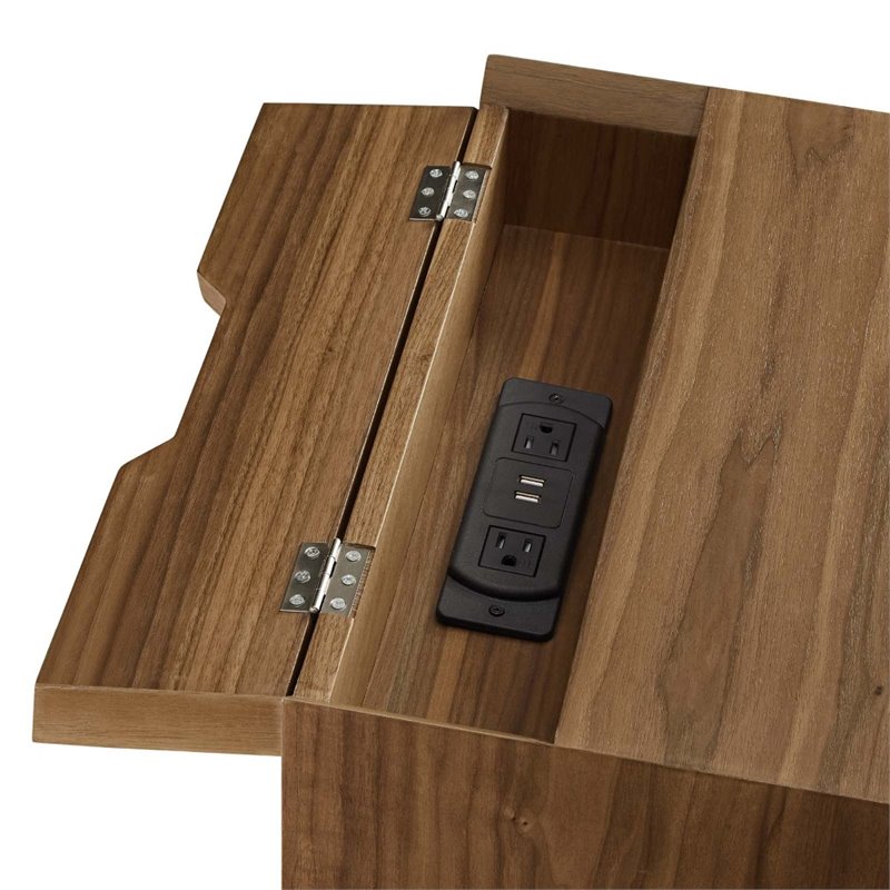 Modway Ember Modern Engineered Wood Nightstand With USB Ports in Walnut