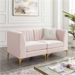 Modway Triumph Channel Performance Velvet Tufted Loveseat in Pink
