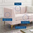 Modway Triumph Channel Performance Velvet Tufted Loveseat in Pink