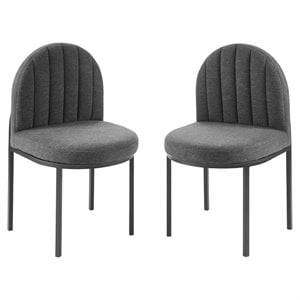 Modway Isla 18&quot Fabric Tufted Dining Side Chair in Black/Charcoal (Set of 2)