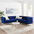 Modway Triumph 5-Piece Channel Velvet Tufted Sectional Sofa in Navy/Gold