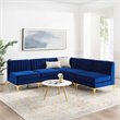 Modway Triumph 5-Piece Channel Performance Velvet Tufted Sectional Sofa in Navy