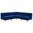 Modway Triumph 5-Piece Channel Performance Velvet Tufted Sectional Sofa in Navy