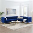 Modway Triumph 6-Piece Channel Performance Velvet Tufted Sectional Sofa in Navy