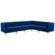 Modway Triumph 6-Piece Channel Performance Velvet Tufted Sectional Sofa in Navy