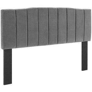 modway camilla channel performance velvet tufted headboard in charcoal