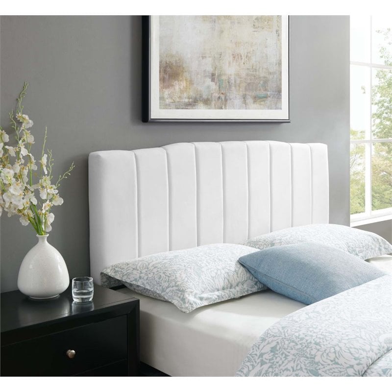 Modway Camilla Channel Performance Velvet Tufted Full-Queen Headboard in White