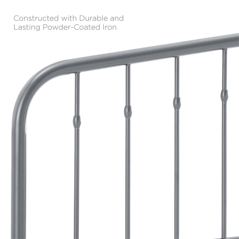 Modway Lennon Full Modern Powder Coated Iron Headboard in Gray