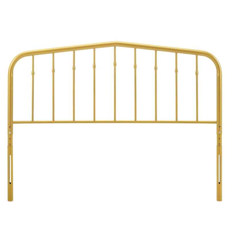 Modway Lennon Contemporary Modern Queen Metal Spindle Headboard in Gold