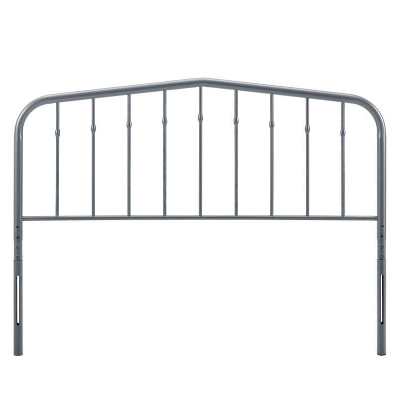 Modway Lennon Contemporary Modern Queen Metal Spindle Headboard in Gray