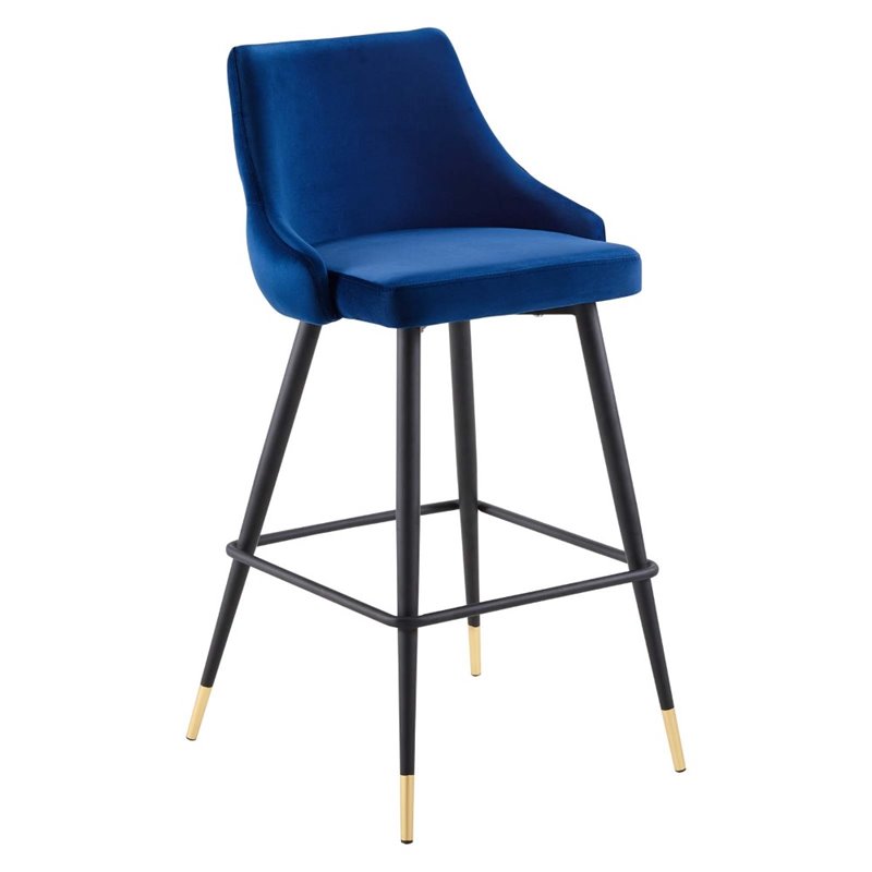 Modway Adorn Tufted Performance Velvet Bar Stool in Navy Set of 2