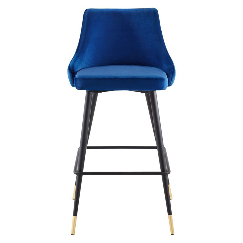 Modway Adorn Tufted Performance Velvet Bar Stool in Navy Set of 2