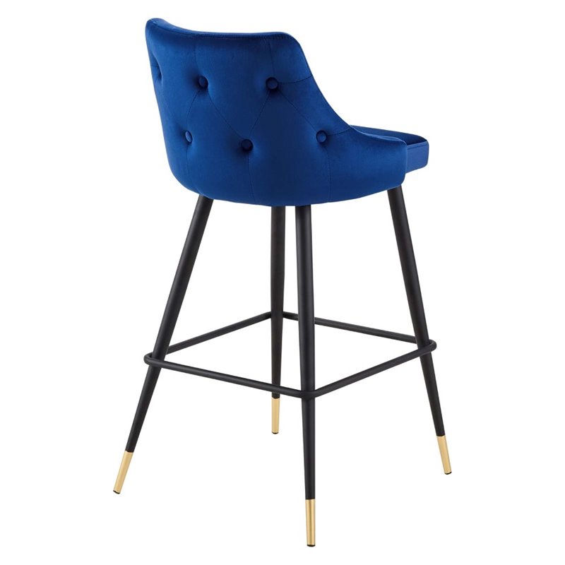 Modway Adorn Tufted Performance Velvet Bar Stool in Navy Set of 2