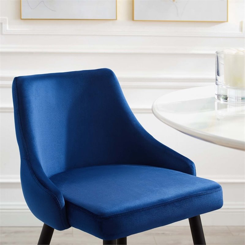 Modway Adorn Tufted Performance Velvet Bar Stool in Navy Set of 2