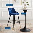 Modway Adorn Tufted Performance Velvet Bar Stool in Navy Set of 2