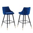 Modway Adorn Tufted Performance Velvet Bar Stool in Navy Set of 2