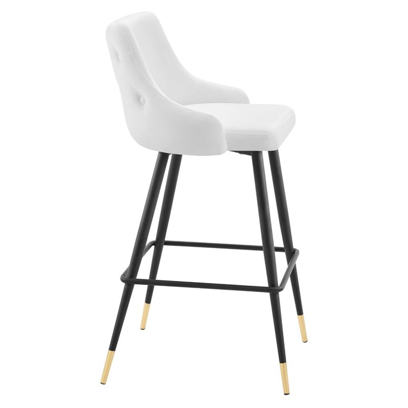 modway adorn 29.5&quot tufted velvet bar stool in black/white (set of 2)