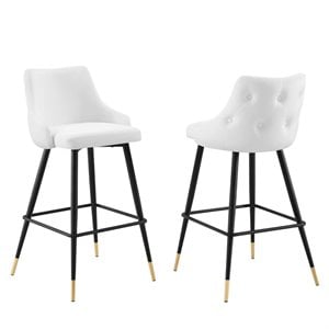 Modway Adorn 29.5&quot Tufted Velvet Bar Stool in Black/White (Set of 2)