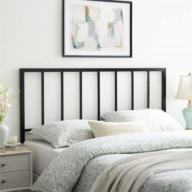 Modway Tatum Full Modern Style Powder Coated Iron Headboard in Black