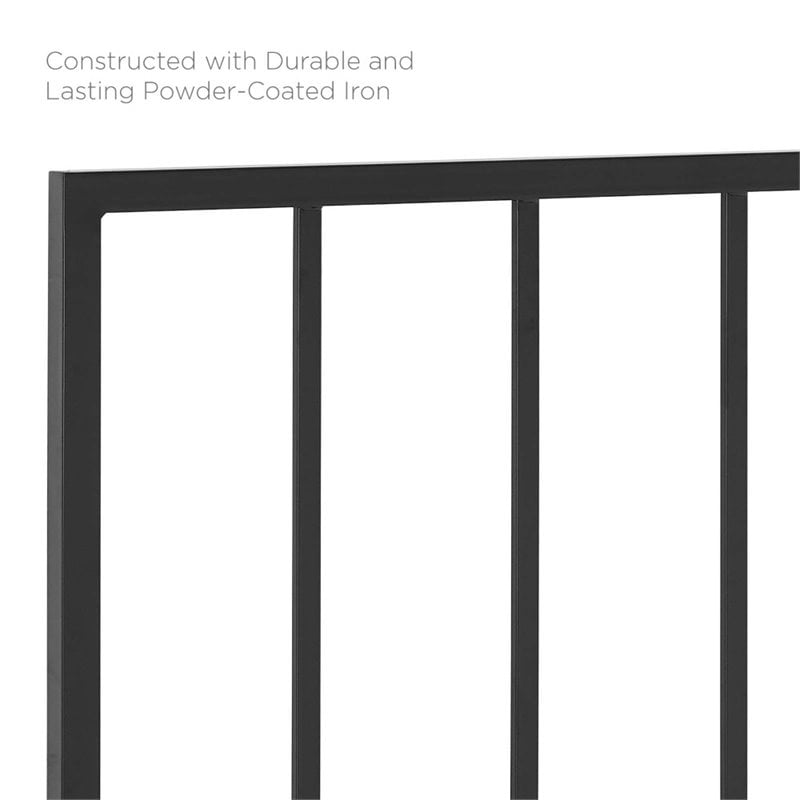 Modway Tatum Full Modern Style Powder Coated Iron Headboard in Black