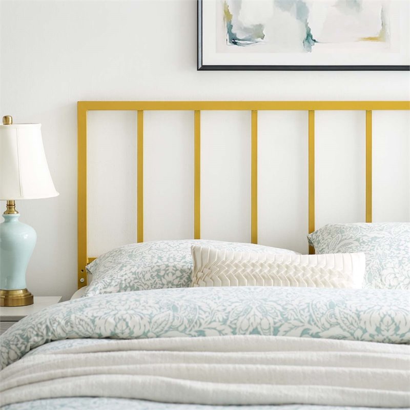 Modway Tatum Queen Modern Style Powder Coated Iron Headboard in Gold