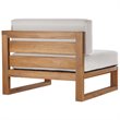 Modway Upland 5-Piece Teak Wood Patio Sectional Sofa Set in Natural and White