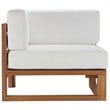 Modway Upland 5-Piece Teak Wood Patio Sectional Sofa Set in Natural and White