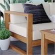 Modway Upland 5-Piece Teak Wood Patio Sectional Sofa Set in Natural and White