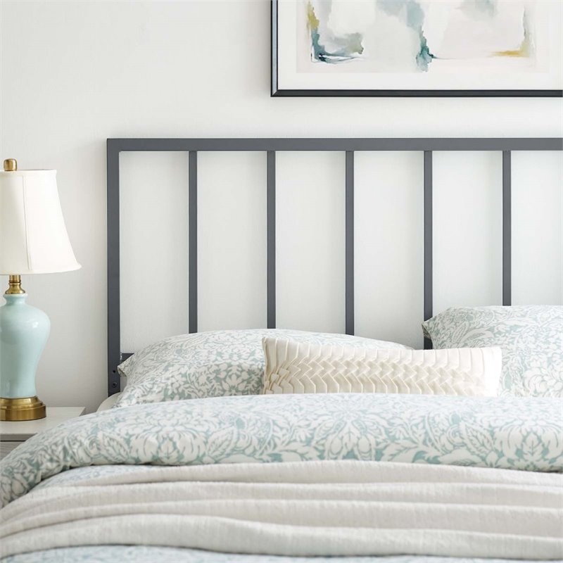 Modway Tatum King Modern Style Powder Coated Iron Headboard in Gray