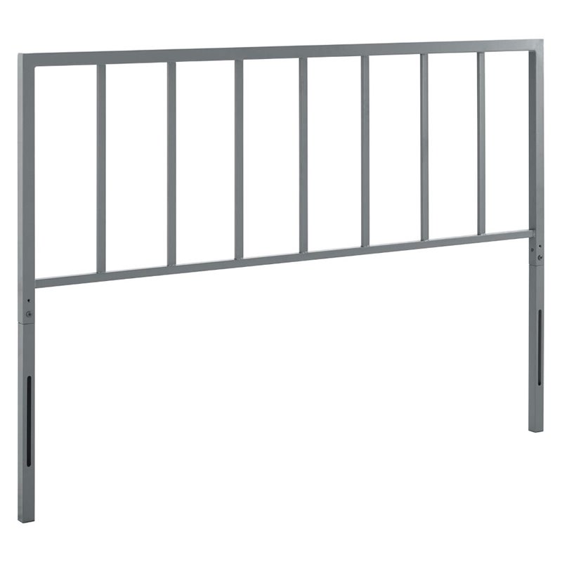 Modway Tatum King Modern Style Powder Coated Iron Headboard in Gray