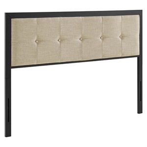 modway teagan fabric tufted headboard in black and beige