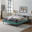 Modway Loryn King Polyester Fabric Bed Frame with Round Splayed Legs in Teal